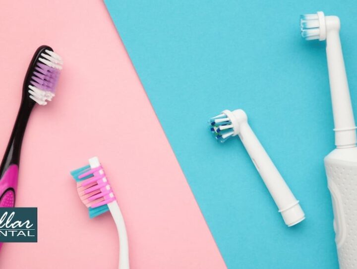 photo of manual and electric toothbrush