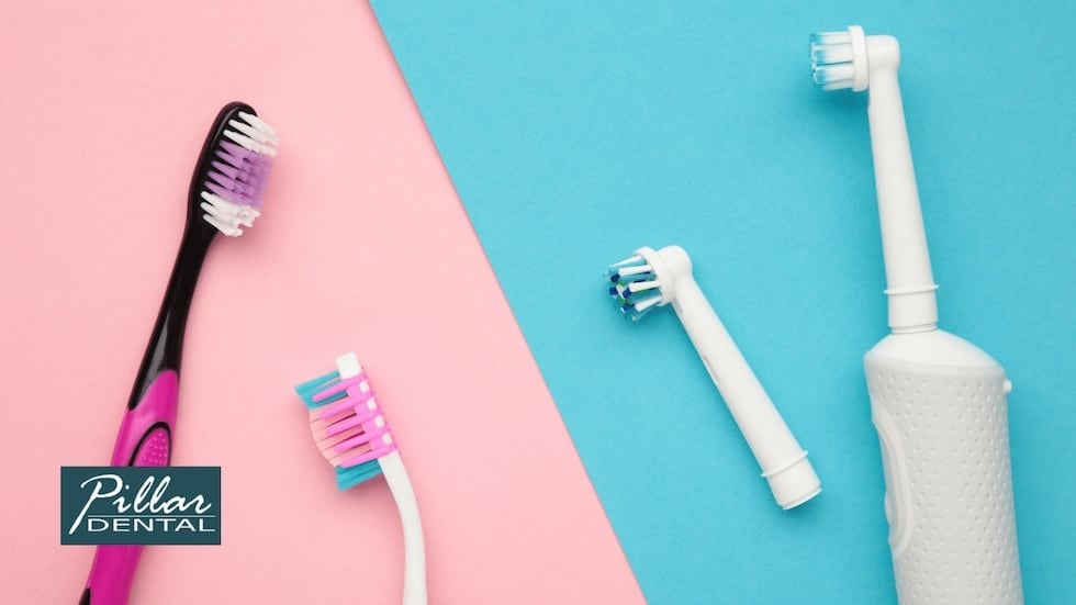photo of manual and electric toothbrush